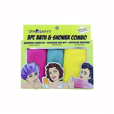 Spa Savvy Bath & Shower Combo 3 Piece (Colors May Vary)