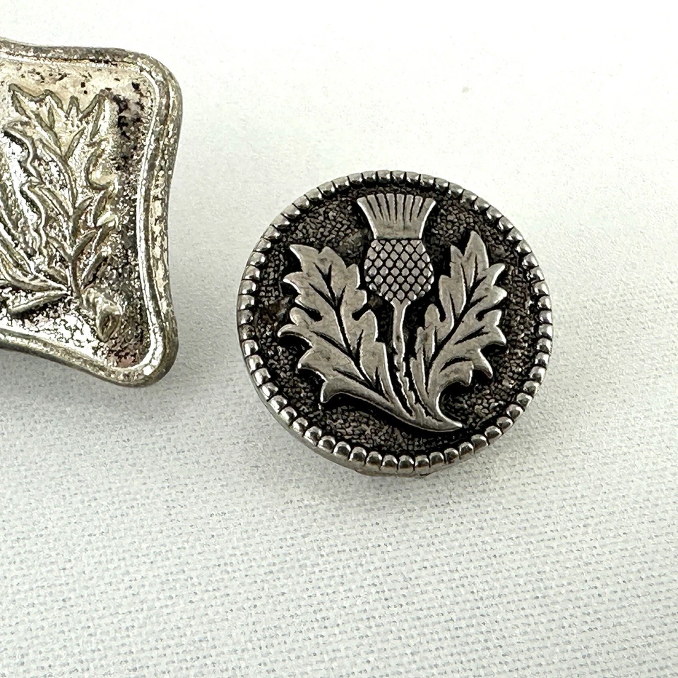Vintage Sterling Scottish Thistle National Emblem Of Scotland Button - Image 4 of 4