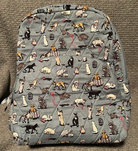 Vera Bradley Beige Quilted Backpack with Multicolor Cat Print Vera Bradley Cats Meow Backpack | eBay main image 3