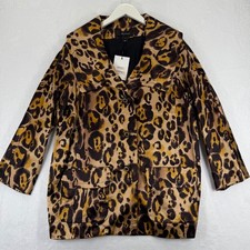 St John Mahogany Multi Leopard Print 100 Silk Jeweled Button Jacket K625W01 10