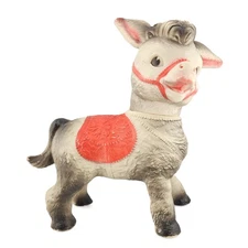 Vintage 1961 Sun Rubber Squeaky Toy Donkey – Mid-Century MCM Nursery Decor 60s
