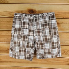 Sonoma Chino Shorts Mens Size 38 Brown Plaid 100 Cotton Pockets 9.5" Inseam