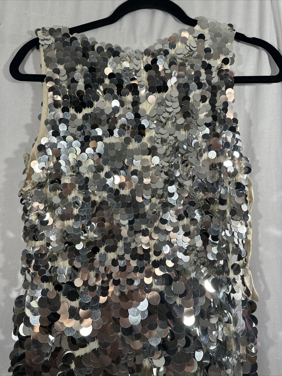 NWT $998 Mac Duggal [ 8 ] 5959 Maxi Sleeveless Disc Sequin