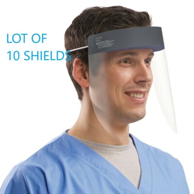 10X FORD SAFETY FULL FACE SHIELD FLIP-UP VISOR- TRANSPARENT MEDICAL DENTAL GLASS