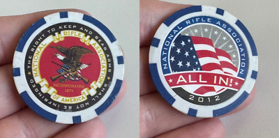 超レア NRA 全米ライフル協会 正規会員証 タイピン ハンター トランプ デコ NRA Challenge Coin – All In! 2012 Poker Chip Style – National