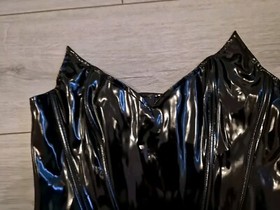 Vintage Ann Summers Black PVC Boned Basque Top Size Small 