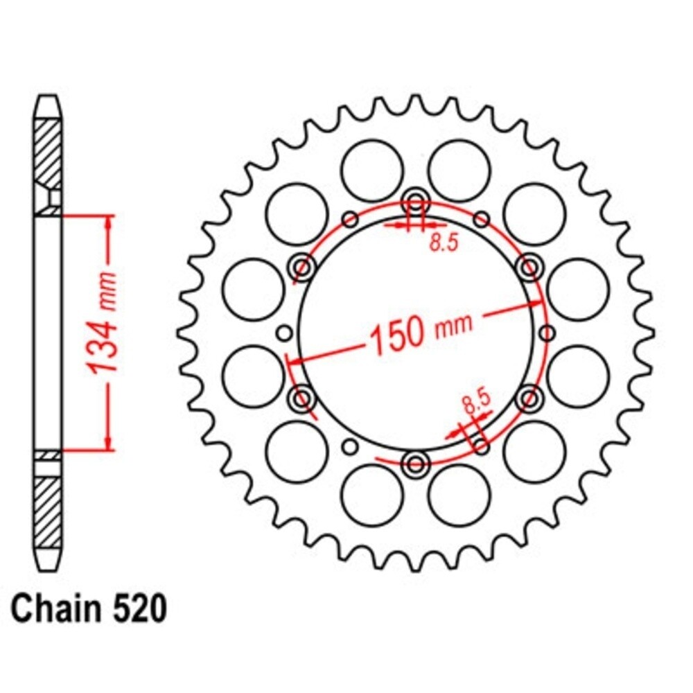 JT Sprockets 51-Tooth Rear Aluminum Sprocket - Black - Fits YZ85