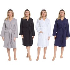 Image of Women's Hooded Waffle Cotton Bathrobe – Super Absorbent Spa & Loungewear
