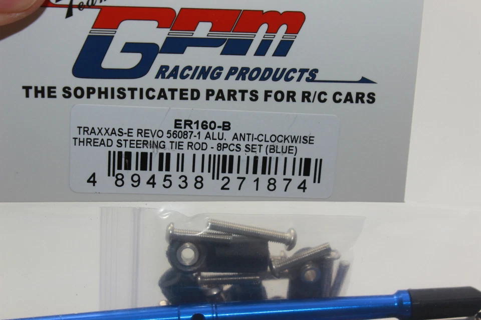 GPM ER160-B Aluminium Barre de Direction Thread Trod Jeu Bleu 1:10 REVO 56087 - Image 2 of 4
