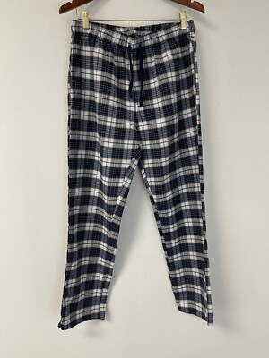  De Facto Pajama Pants Mens Medium Blue  Lounge Pants Checkered Light N239