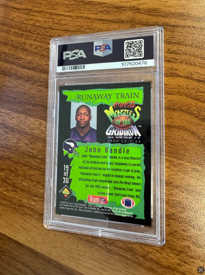 1994 coke monsters of the gridiron gold john randle psa 9 - Image 2 of 2