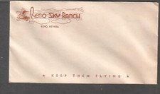 unmailed aviation illustrated advertising envelope Reno Sky Ranch Nevada