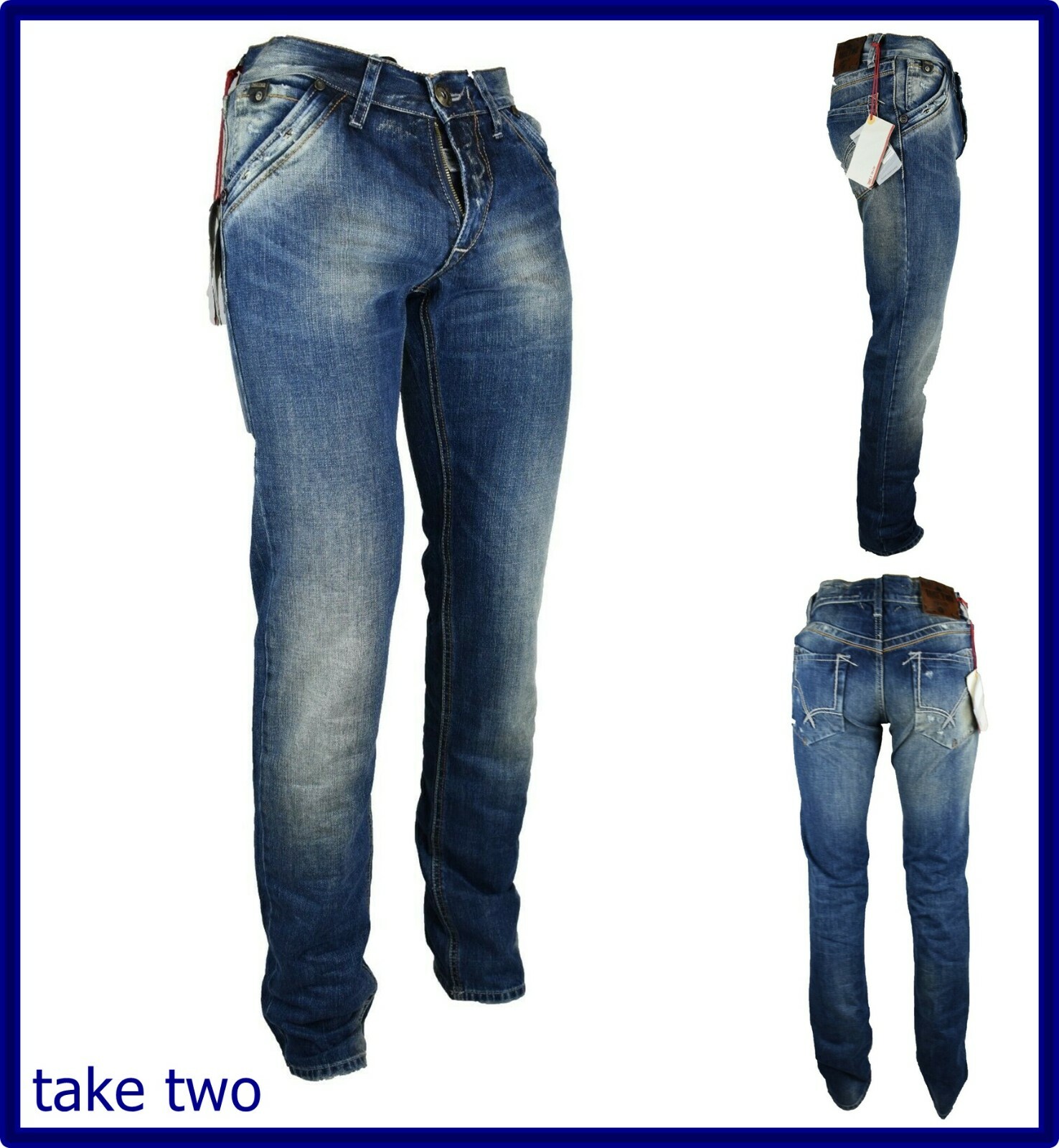 take two jeans uomo taglia w28 42 regular fit vita bassa a gamba dritta  dritti - Shopping.com