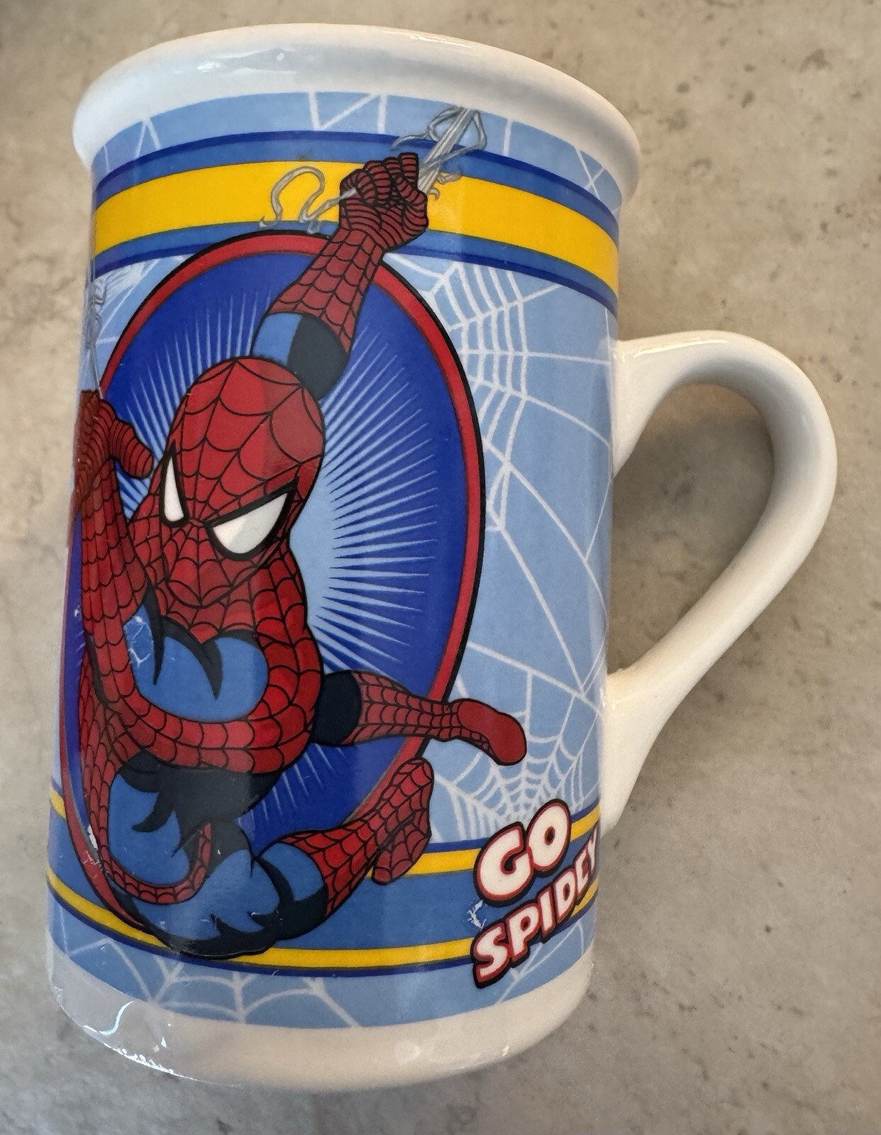 Spider-Man Coffee Mug Marvel Superhero Tea Cocoa Cup Red Blue Yellow White
