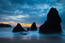 Landscape beach sea rocks long exposure sky Custom Gaming Mat Desk