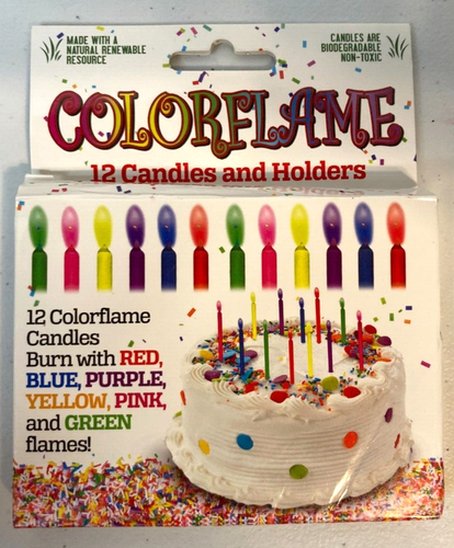 Amazing Colorflame Multicolor Happy Birthday Candles and Holders 12 count New - Picture 5 of 6