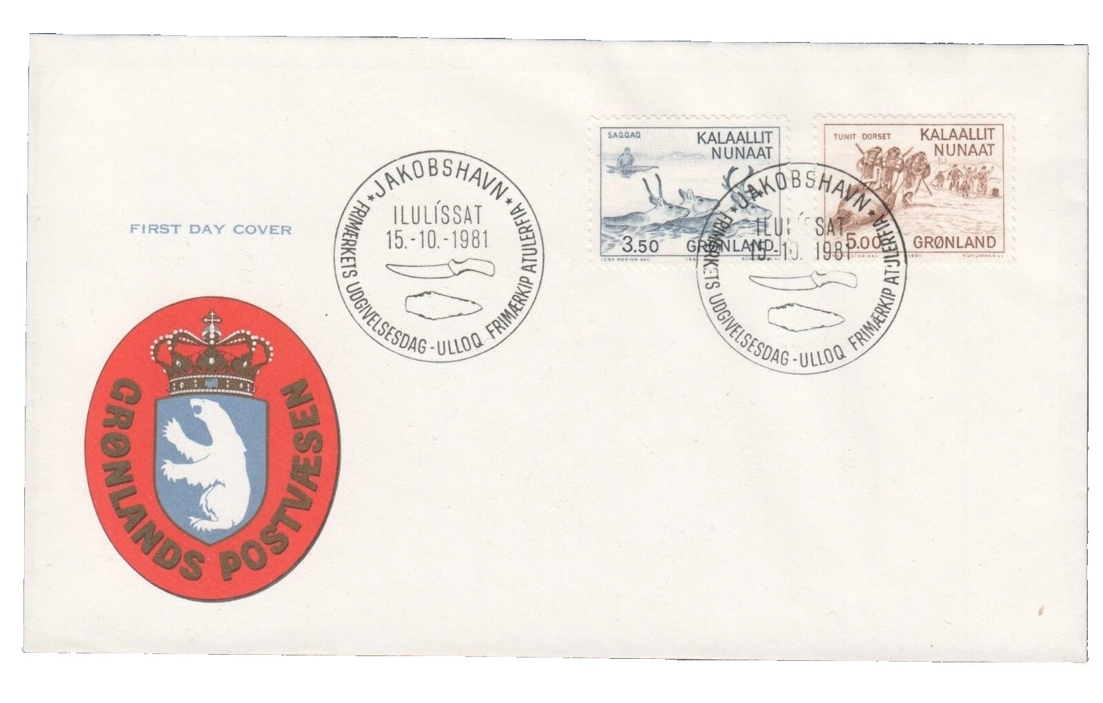 First Day of Issue First Day Cover Greenlandic Stamps