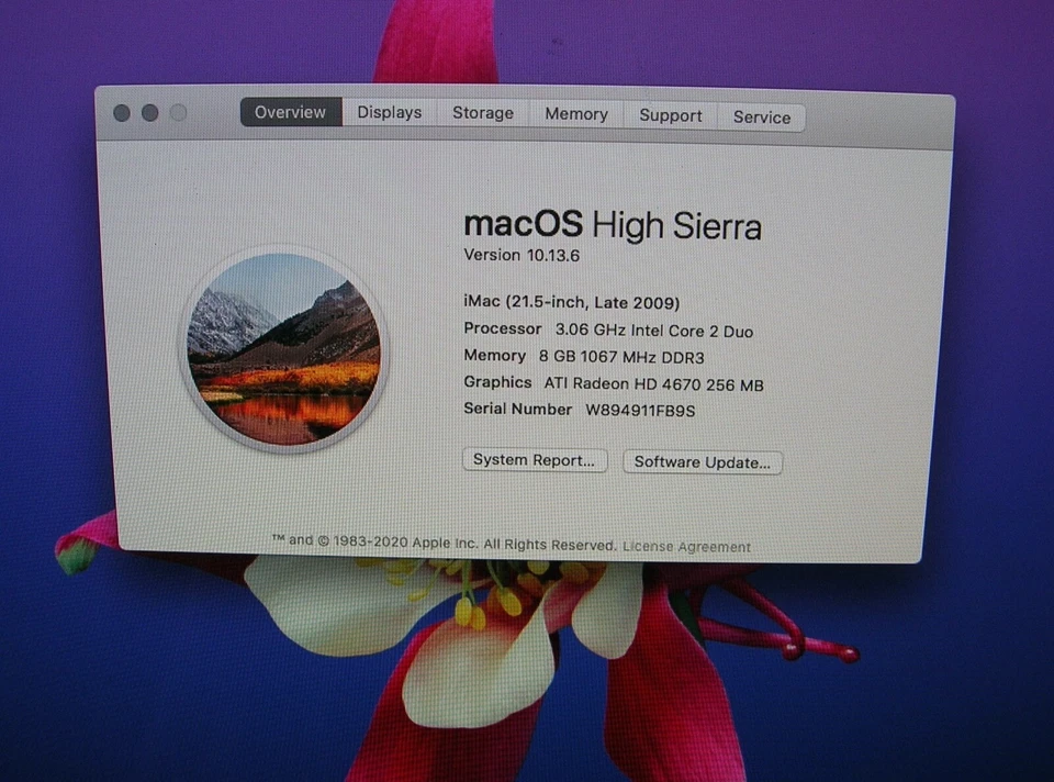 Apple iMac A1311 21.5 in  3.06 core 2 Duo 1TB HDD 8GB RAM WiFi 2009 model - Image 2 of 4