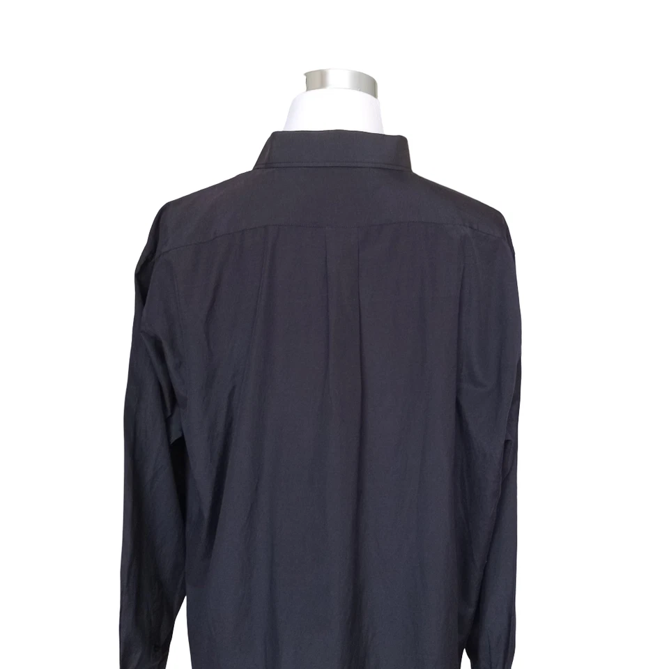 Camisa de vestir Adolfo abotonada para hombre talla 20 36-37 negra manga larga Foto 4 de 4