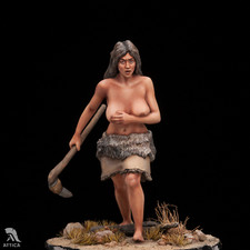 Prehistoric woman 54mm Painted Miniature Tin Toy Soldier Pre-Sale  Art Level