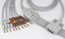 One-Piece Burdick Shielded EKG Cable 10leads AHA Banana4.0 15 pins