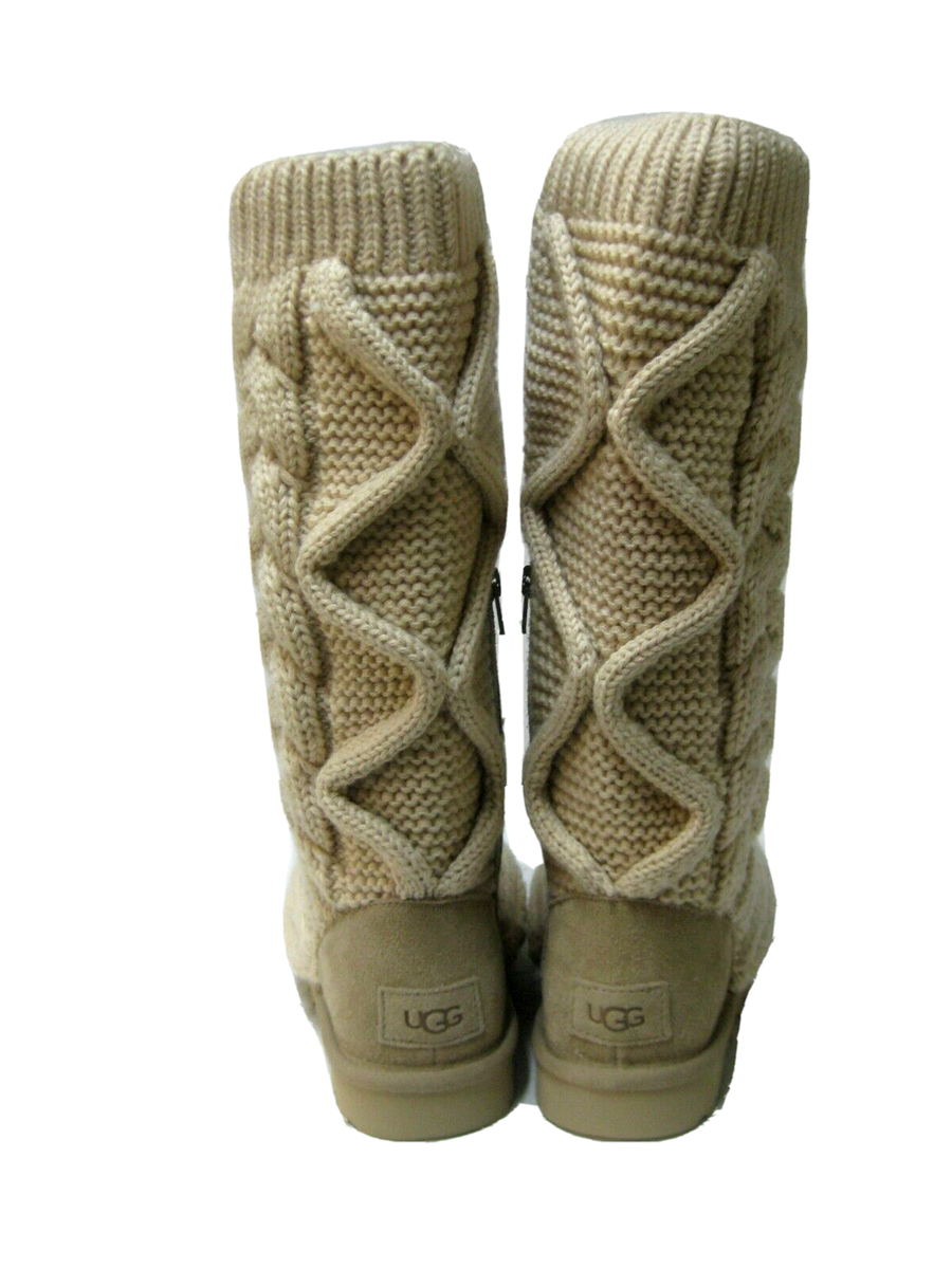 UGG CLASSIC TALL CHUNKY KNIT WOMEN BOOTS NATURAL US 11 /UK 9 /EU