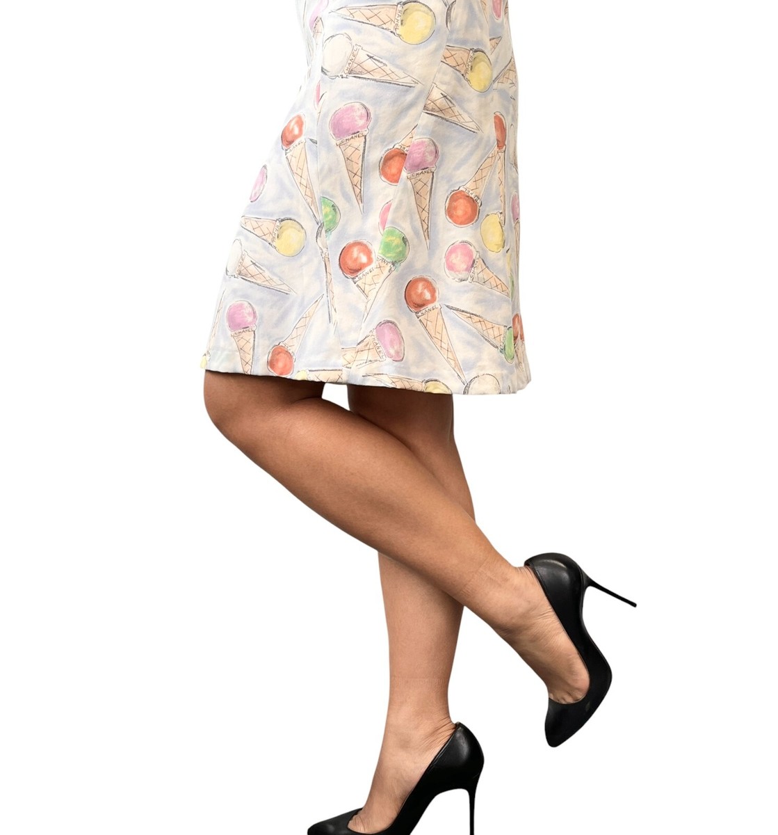 CHANEL Vintage 04C CC Logo Ice Cream One-piece Dress #38 CHANEL Vintage 04C CC Logo Ice Cream One-piece Dress #38