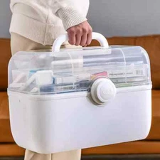 3 Layer Large Capacity Family Medicine Organizer Portable First Aid Kit Pill Box
