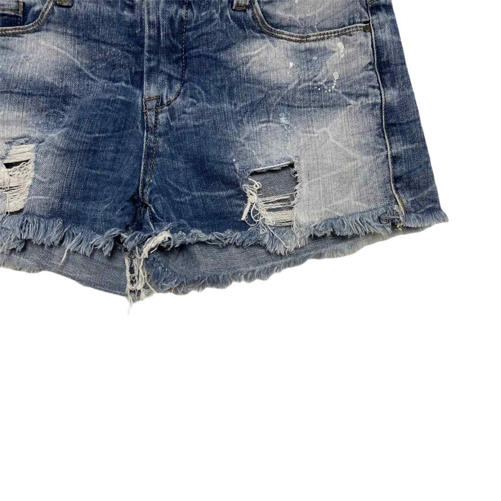 Blank NYC Acid Wash Paint Splatter Denim Shorts 28 Gem