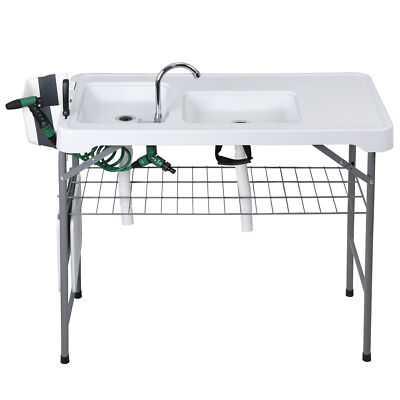 #ad #ad Portable Folding Camping Table with Grid Rackamp;Fish Cleaning Kit for Picnic Patio $87.58
