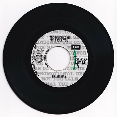 Philippines BRIAN MAY (Queen) Too Much Love Will Kill You 45 rpm PROMO Record