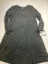 IZ Byer Women's Size M Black Sweater Dress A-Line Dress 3/4 Tie Sleeves NWT