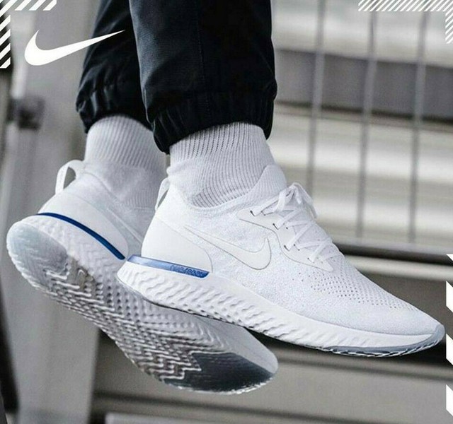 Nike Epic React Flyknit Trainers White Blue UK 6 EUR 40 Aq0067 100 for sale online | eBay