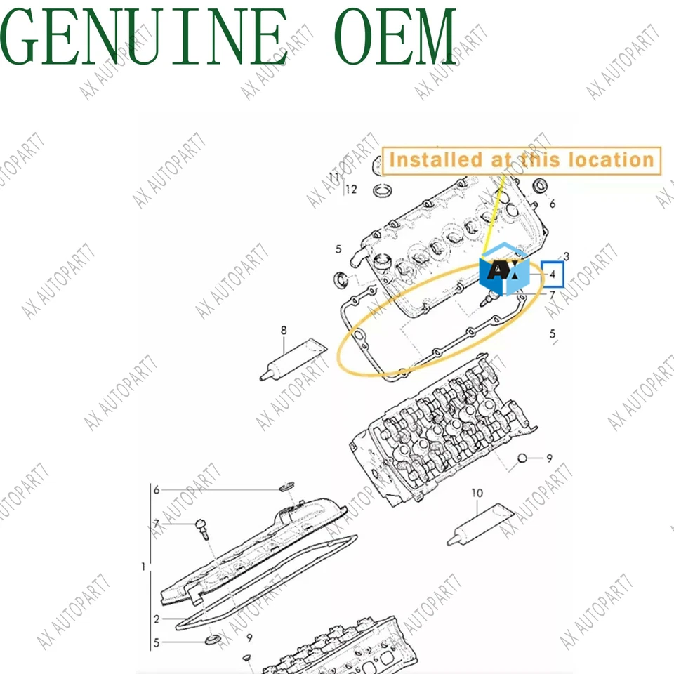 Junta de cubierta de válvula de motor genuina para Audi A8 Quattro Volkswagen Phaeton 2004-10 Foto 4 de 4