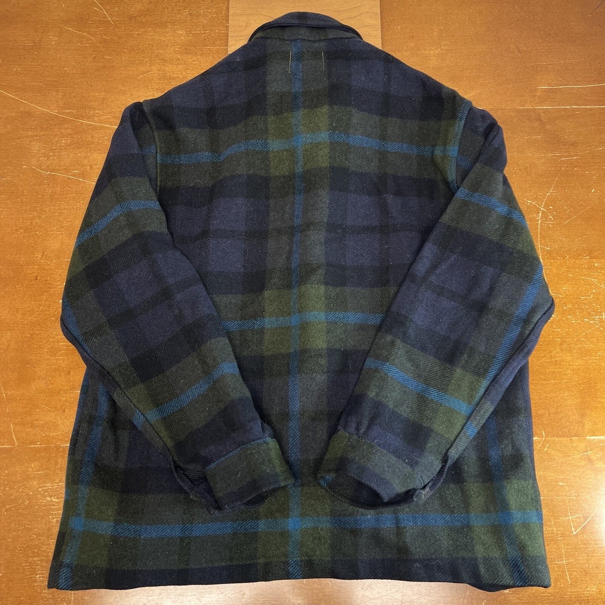 70's USA製 PENDLETON Cruiser Jacket Vtg Pendleton Jacket Mens Large Blue Green Mackinaw Cruiser