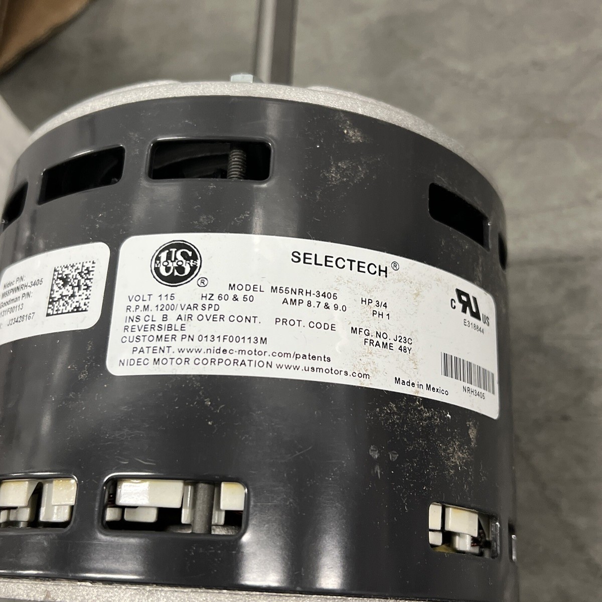 US Motors M55PWNRH-3405 Furnace Blower Motor 0131F00113 CONNECTOR 