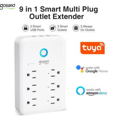 Gosund Smart Plug WiFi Outlet Extender 3 USB Ports 6 Outlet for Alxea Google