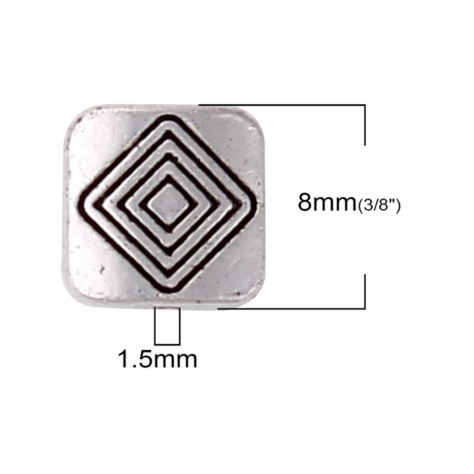 Diamond Pattern 8mm Antiqued Silver Plated Spacer Beads B6057 - 10, 20 Or 50PCs - Image 2 of 3