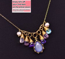 Natural Freshwater Baroque Pearl Pendant Necklace BOHO W/ 18K Gold Plated Chain