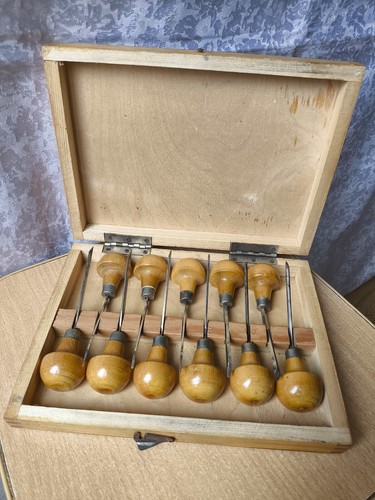 RARE Vintage Soviet Ussr INSTRUMENTS SET Tools CARVING HAND CHISEL WOODWORKING - Picture 2 of 24