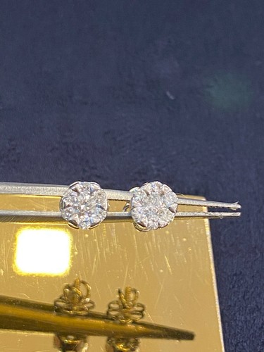 0,59 Cts Runde Brilliant Cut Natürlich Diamanten Ohrstecker In 585 Fein 14K Gold - Bild 9 von 12
