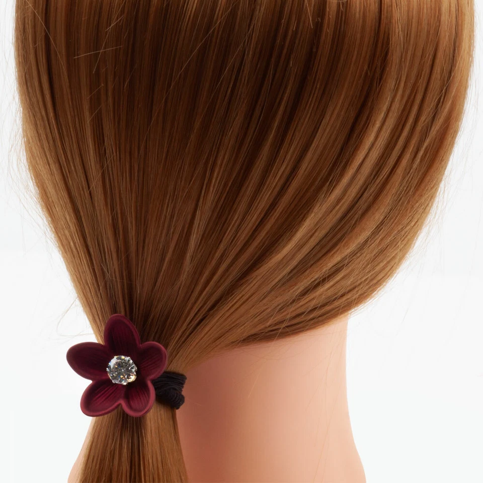 5 Pack Flower Rhinestone Elastic Hair Ties Rings Hair Accessories with Free Gift - Image 4 of 4