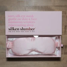 New Silken Slumber 100% Silk BLUSH Color Eye Mask &Travel Bag