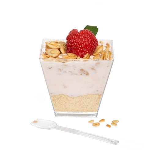 100 Mini Plastic Dessert Cups with Spoons - 2 oz Dessert Shooters for Chocolate - Picture 1 of 1