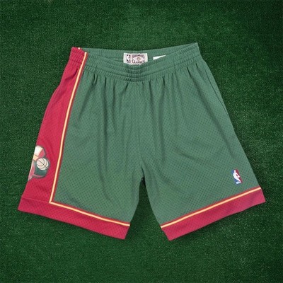 1995-96 Seattle Supersonics NBA Mitchell & Ness Road Green Swingman Shorts