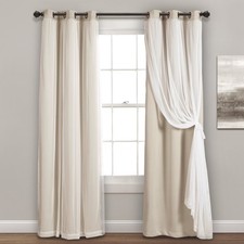 Lush Decor Sheer Grommet Curtains With 38"W x 84"L Pack of 2 , Wheat
