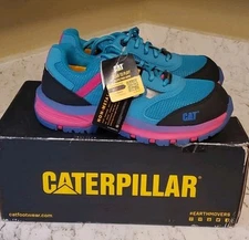 Caterpillar Quake Womens Size 5 Blue Black Composite Toe Safety Work Shoes