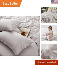 4Pcs Organic Linen Sheets Queen Size, 100 French Linen from Normandy, Breathabl