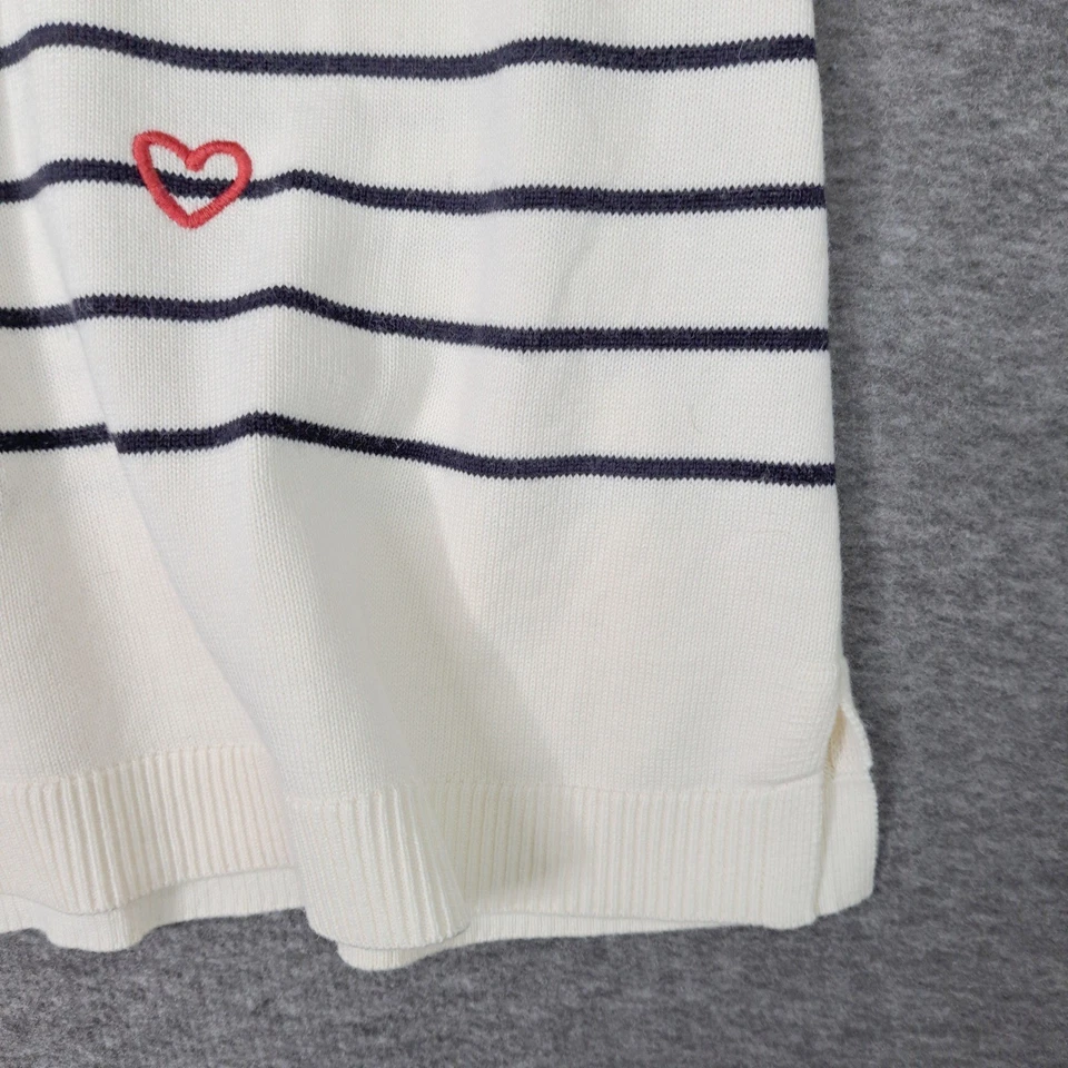 Talbots Sweater Women 3X Cream Black Stripe Red Heart Knit Long Sleeve Plus - Image 3 of 4