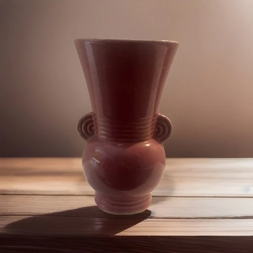 Vintage 1930’s Brush McCoy Pottery Art Deco Style # 527 Rose Pink Vase 8”high